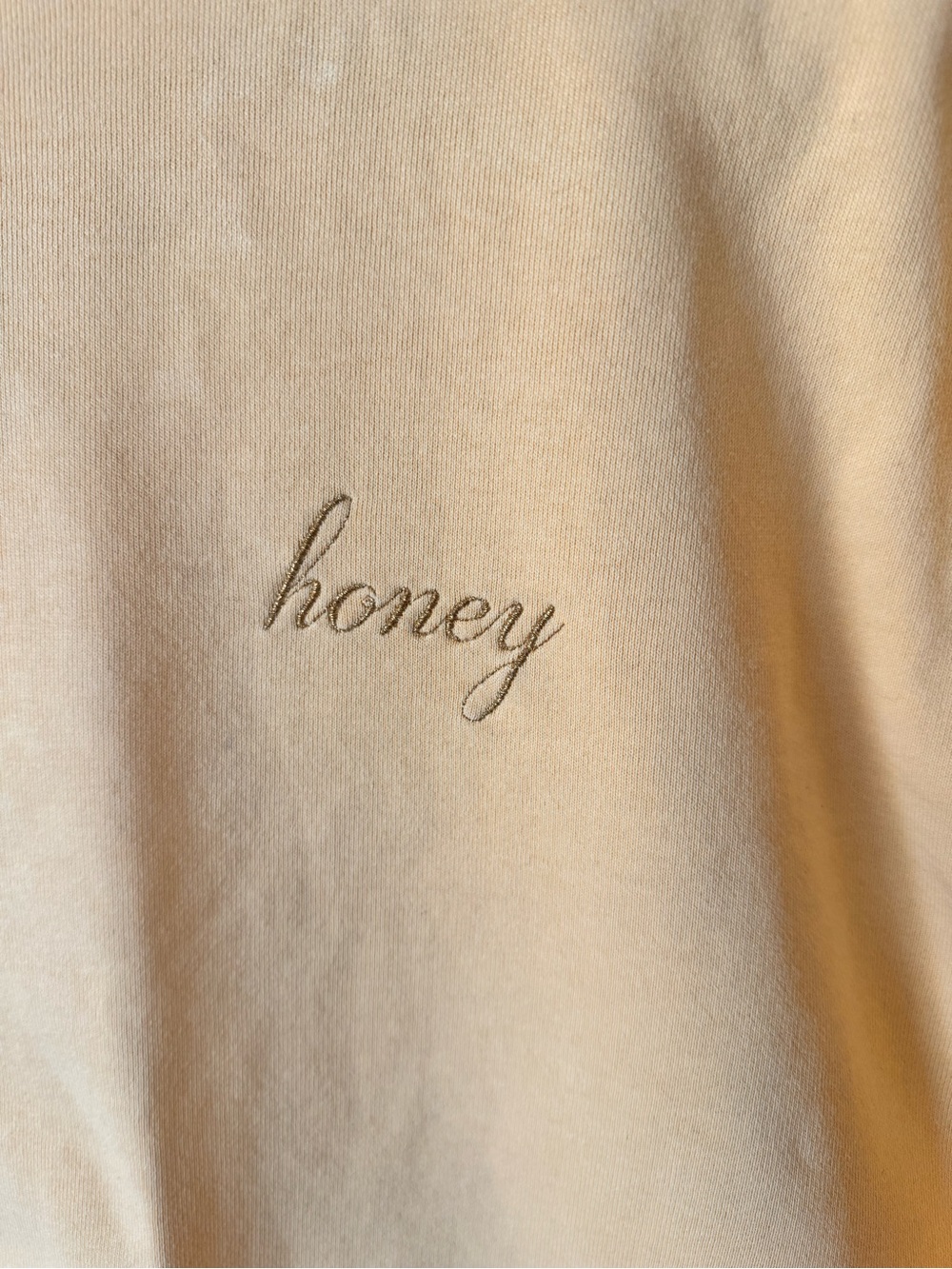 Brandy Melville Honey Embroidered Yellow Crewneck Sweatshirt. - Picture 3 of 9
